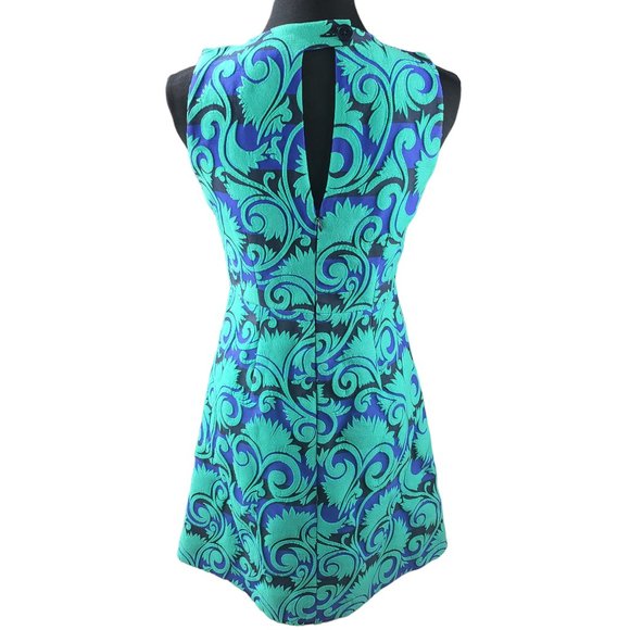 J Crew Green Blue Black A-Line Sleeveless Sheath Dress Vinyard Jacquard … - Picture 4 of 10